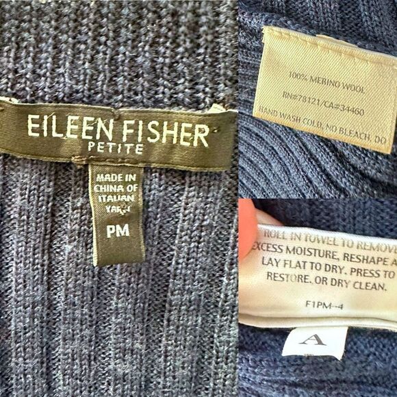 EILEEN FISHER 100% Merino Wool Wrap Ribbed Waterfall Cardigan Size M - Picture 12 of 12